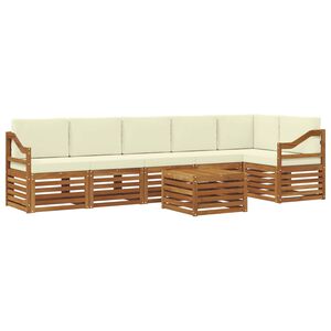 vidaXL Set de canapele de exterior 7 buc. Natural și Crem Poliester