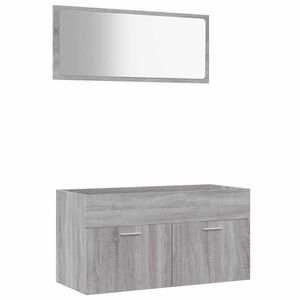 vidaXL Set mobilier de baie, 2 piese, gri sonoma, lemn prelucrat