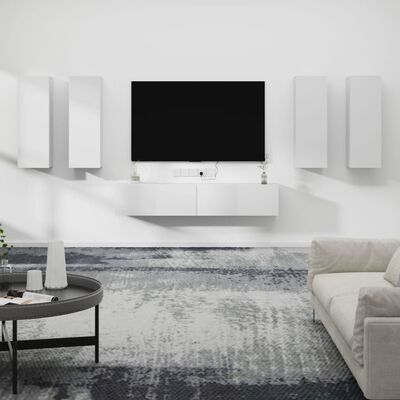 vidaXL Set dulap TV, 6 piese, alb, lemn prelucrat