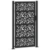 vidaXL Poartă de grădină neagră 100x175 cm, model frunze de oțel
