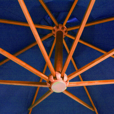 vidaXL Umbrelă suspendată cu stâlp, albastru azur, 3,5x2,9 m lemn brad