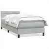 vidaXL Pat box spring cu saltea, gri deschis, 90x220 cm, catifea