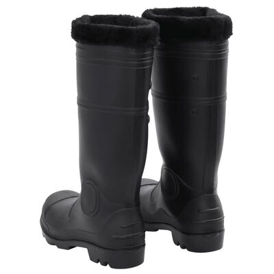 vidaXL Cizme de ploaie cu șosete detașabile, negru, mărime 41, PVC