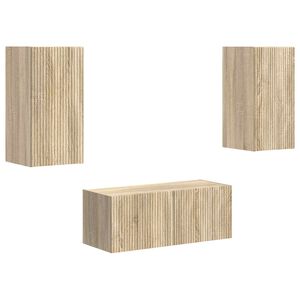 vidaXL Set comodă TV Pe perete 2 pcs Stejar Sonoma Lemn compozit