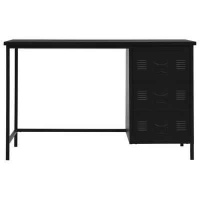 vidaXL Birou cu sertare, negru, 120 x 55 x 75 cm, oțel, industrial