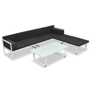 vidaXL Set mobilier de grădină cu perne, 4 piese, negru, aluminiu