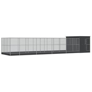 vidaXL Voliera de păsări cu extensie, argintiu, 1118x303x216 cm, oțel