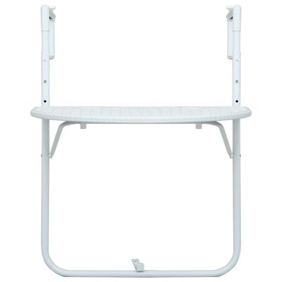 vidaXL Masă balcon suspendată alb 60x64x83,5 cm plastic aspect ratan