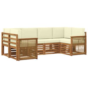 vidaXL Set canapea sectională cu pernă 5 pcs Natural și Crem