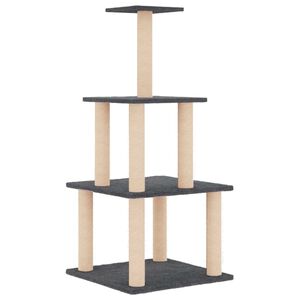 vidaXL Ansamblu pisici, st&acirc;lpi din funie sisal, gri &icirc;nchis, 111 cm