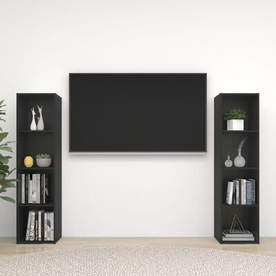 vidaXL Comode TV, 2 buc., negru, 142,5x35x36,5 cm, PAL