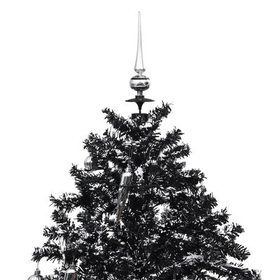 vidaXL Brad de Crăciun cu ninsoare și bază umbrelă, negru, 170 cm, PVC