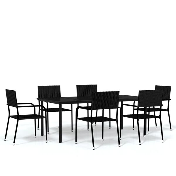 vidaXL Set mobilier de grădină, 7 piese, negru