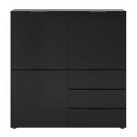 FMD Comodă cu 3 uși și 3 sertare, negru