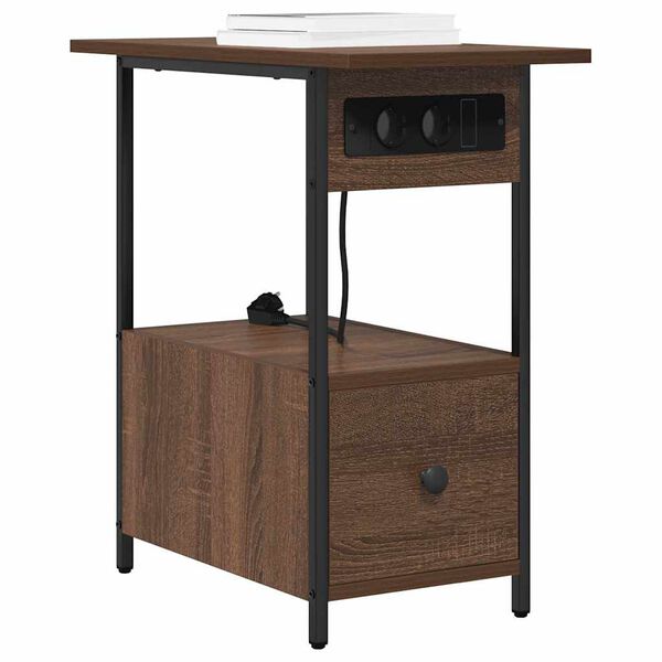 vidaXL Dulap de noapte Stejar &icirc;nchis 60 x 30 x 61 cm Lemn compozit