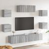 vidaXL Set comode TV, 7 piese, gri sonoma, lemn compozit