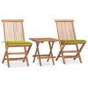 vidaXL Set mobilier exterior pliabil cu perne, 3 piese, lemn masiv tec