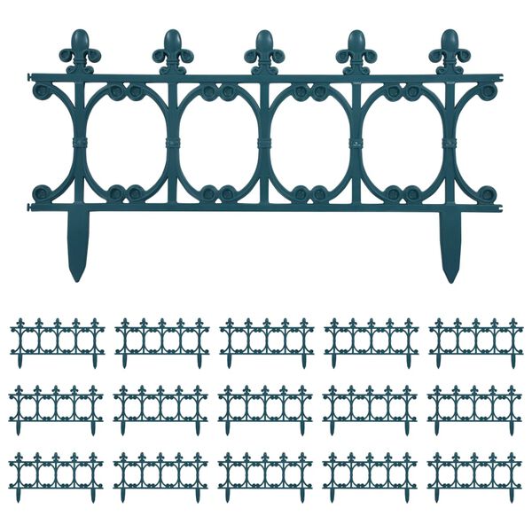 vidaXL Borduri de gazon, 16 buc., verde, 10 m, PP