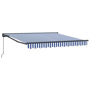 vidaXL Cortina Retractabilă Manual Albastru și Alb 300 x 250 cm