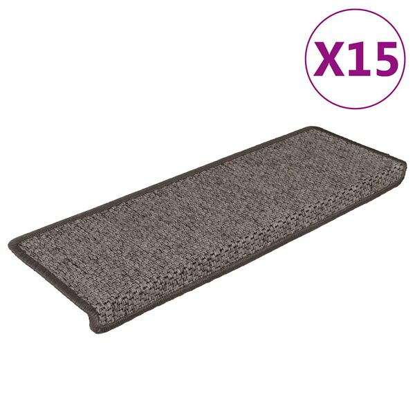 vidaXL Covoraș scări autoadeziv 15 buc. gri&bej 65x21x4cm aspect sisal