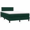 vidaXL Pat box spring cu saltea, verde &icirc;nchis, 120x210 cm, catifea