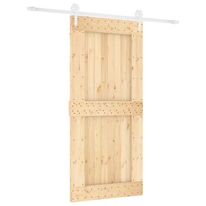 vidaXL Ușă glisantă Natural și Alb 95 x 210 cm Lemn de Pin Solid