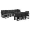 vidaXL Set de canapele de exterior cu pernă 10 pcs Negru și Gri &icirc;nchis