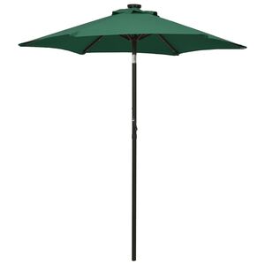 vidaXL Umbrelă de soare cu lumini LED, verde, 200x211 cm, aluminiu