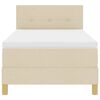 vidaXL Pat cu arcuri cu saltea cu headboard Crem 90 x 200 cm țesătură