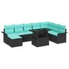 vidaXL Set de canapele pentru grădină cu pernă 9 pcs Negru Rattan poli