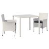 vidaXL Set mobilier de exterior cu perne, 3 piese, alb, poliratan