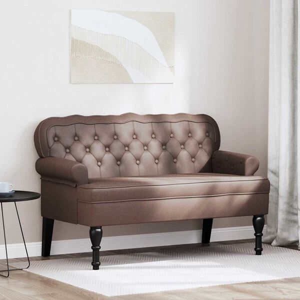 vidaXL Bancă Chesterfield Maro 119.5 x 64.5 x 75 cm Piele artificială