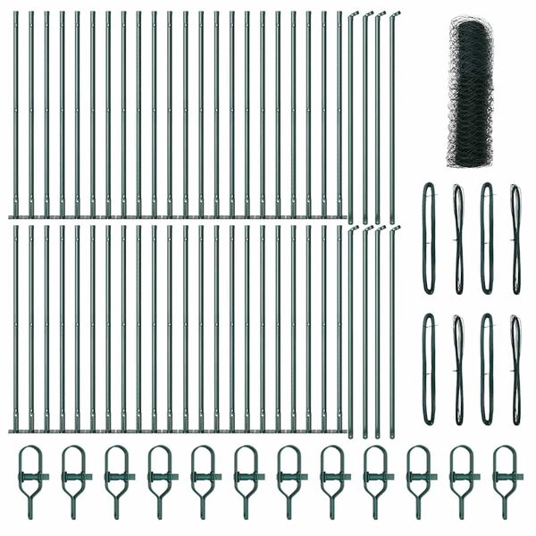 vidaXL St&acirc;lp de gard. Verde 100 x 0,5 m (plasă de 50 mm) Oțel și PVC