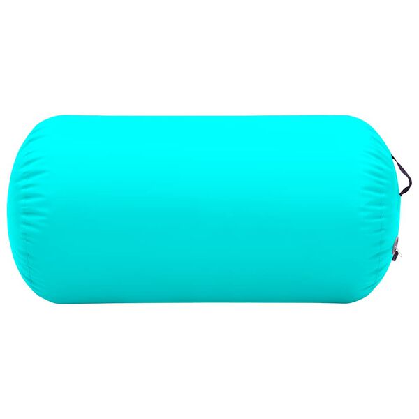 vidaXL Rulou de gimnastică gonflabil cu pompă, verde, 120 x 75 cm, PVC