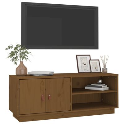 vidaXL Comodă TV, maro miere, 105x34x40 cm, lemn masiv de pin