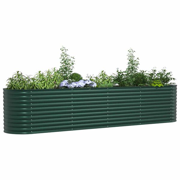 vidaXL Pat ridicat Verde 400 x 80 x 81 cm Oțel