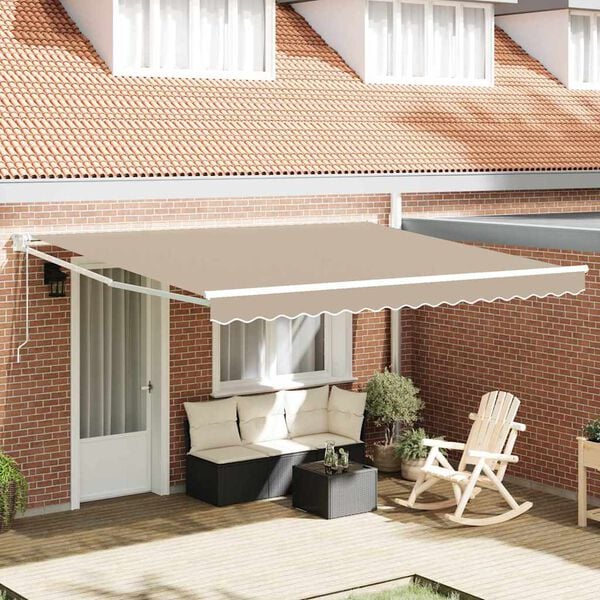 vidaXL Cortina Retractabilă Bej 400 &times; 300 cm Poliester și Aluminiu