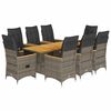 vidaXL Set mobilier grădină cu perne, 9 piese, gri, poliratan