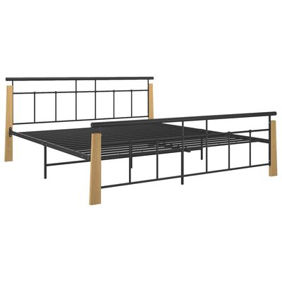 vidaXL Cadru de pat, 180x200 cm, metal și lemn masiv stejar