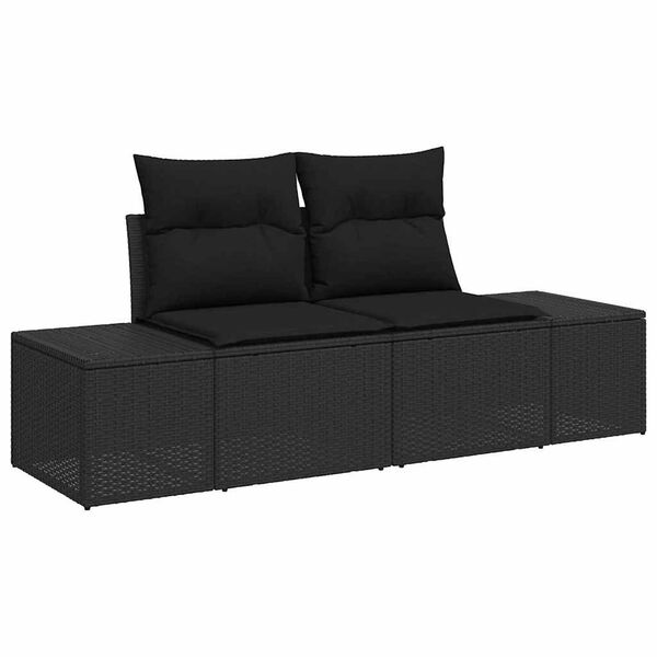 vidaXL Set de canapele pentru grădină cu pernă 9 pcs Negru Poliratan