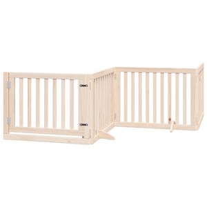 vidaXL Poartă de acces pentru c&acirc;ini cu ușă pliabilă, 4 panouri, 320 cm, lemn de plop