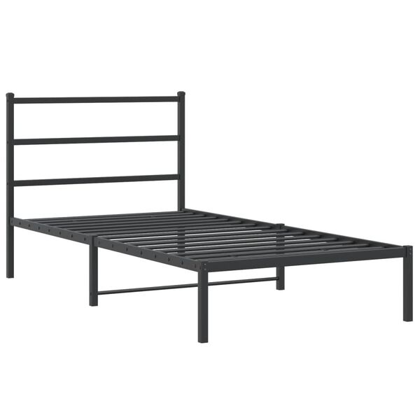 vidaXL Cadru de pat din metal cu tăblie, negru, 107x203 cm
