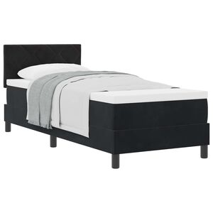 vidaXL Pat cu arcuri cu saltea cu headboard Negru 80 x 200 cm Catifea