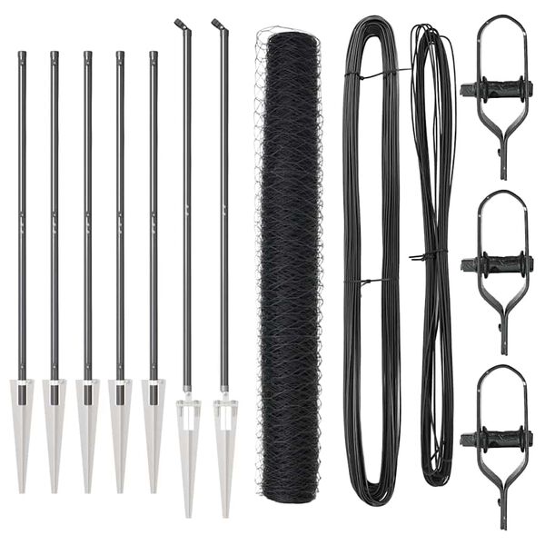 vidaXL St&acirc;lp de gard. Gri 10 x 1,2 m (plasă de 50 mm) Oțel și PVC