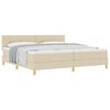 vidaXL Pat cu arcuri cu pernă cu headboard Crem 200 x 200 cm țesătură
