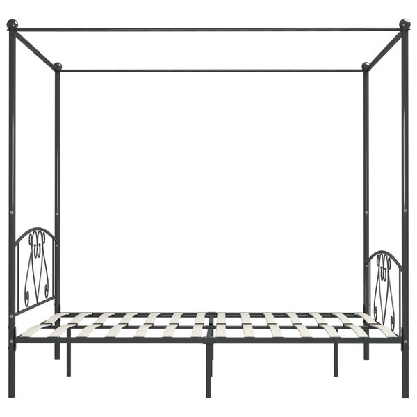 vidaXL Cadru de pat cu baldachin, gri, 180 x 200 cm, metal