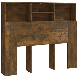 vidaXL Tăblie de pat cu dulap, stejar fumuriu, 120x19x103,5 cm