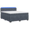 vidaXL Pat box spring cu saltea și LED Gri &icirc;nchis 200 x 200 cm Catifea