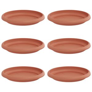 vidaXL Tavă rotundă pentru flori 6 buc. Roșu cărămidă &Oslash; 14 x 2 cm
