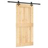 vidaXL Ușă glisantă Natural și Negru 95 x 210 cm Lemn de Pin Solid